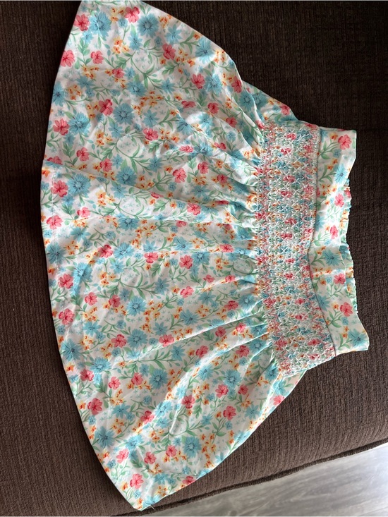 Other - Girl Floral Smocked Waist Sundress Skirt - Pink & Aqua